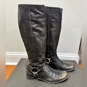 Frye Phillip Harness Tall Leather Riding Boots Dark Brown Size 8.5